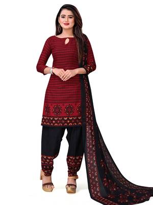Red printed crepe salwar 1