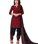 Red printed crepe salwar