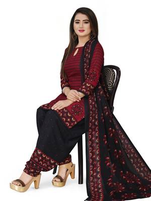 Red printed crepe salwar 2
