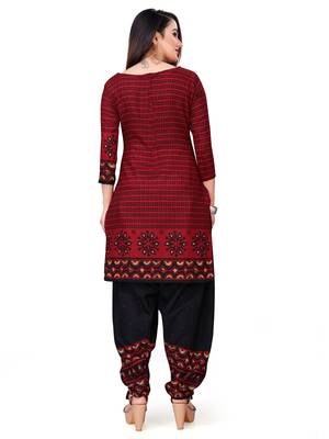 Red printed crepe salwar 3
