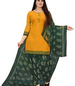 Yellow printed crepe salwar