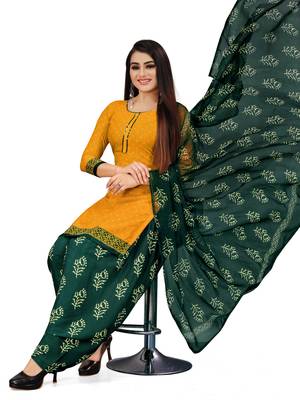 Yellow printed crepe salwar 4