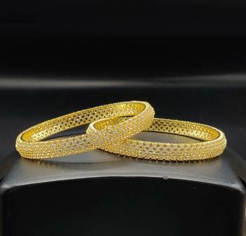Gold Plated American Diamond Set of 2 Bangles 1