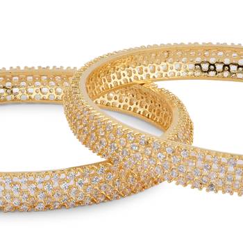 Gold Plated American Diamond Set of 2 Bangles 5