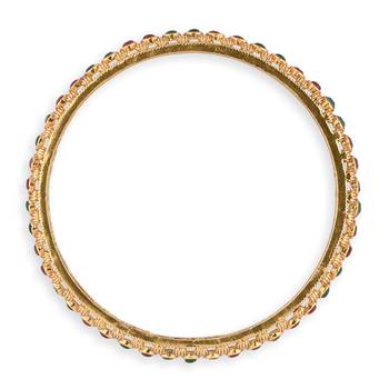 Gold Plated Multicolour Stone Studded Set of 4 Bangles 3