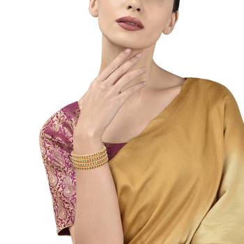 Gold Plated Multicolour Stone Studded Set of 4 Bangles 5