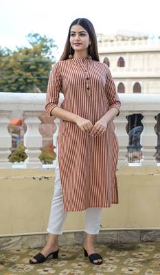 Black Lining Cotton Blend Kurti and Pant Set 1