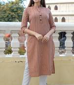 Black Lining Cotton Blend Kurti and Pant Set