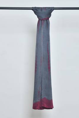 Grey & Maroon Tie-Dye Satin Hijab 2