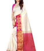kanjivaram silk with weaving  peacok jari border Saree