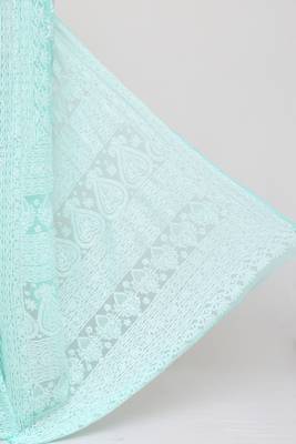 Dark aqua blue embroidered georgette saree with blouse 2