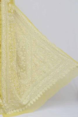 Green embroidered georgette saree with blouse 4