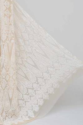 Beige embroidered georgette saree with blouse 2