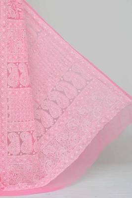 Pink embroidered georgette saree with blouse 2