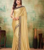 Beige Printed Lycra Saree With Blouse