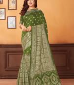 Green woven banarasi saree with blouse