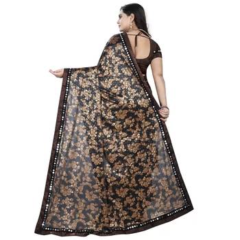 brown artsilk floralprint  sarees 2