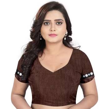 brown artsilk floralprint  sarees 5