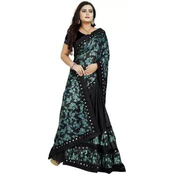Green Lycra Saree Floral Print Saree For Women 4