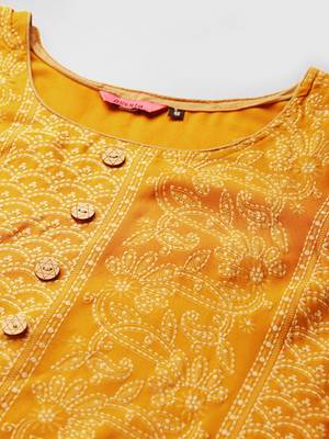 Mustard woven rayon ethnic-kurtis 5