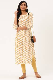 Off-white printed cotton cotton-kurtis