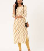 Off-white printed cotton cotton-kurtis
