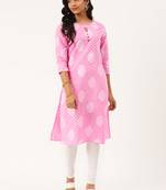 Light-pink printed cotton cotton-kurtis
