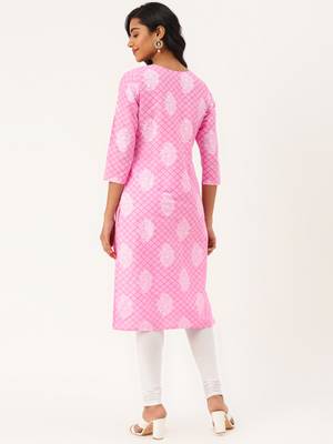 Light-pink printed cotton cotton-kurtis 2