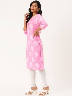Light-pink printed cotton cotton-kurtis 3