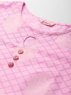 Light-pink printed cotton cotton-kurtis 5