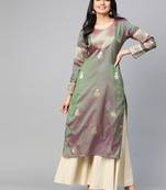 Olive woven silk silk-kurtis