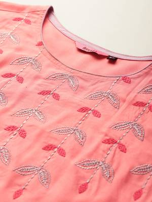 Peach Embroidered Rayon Embroidered-Kurtis 5