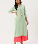 Green embroidered rayon embroidered-kurtis