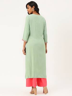 Green embroidered rayon embroidered-kurtis 2