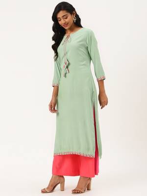 Green embroidered rayon embroidered-kurtis 3