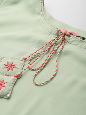 Green embroidered rayon embroidered-kurtis 5
