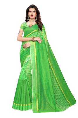 Light green woven cotton silk saree with blouse 1