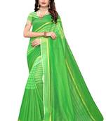 Light green woven cotton silk saree with blouse