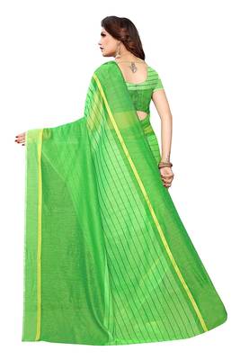 Light green woven cotton silk saree with blouse 2