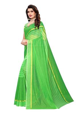 Light green woven cotton silk saree with blouse 3