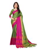 Green  Woven  Cotton Silk Saree With Blouse