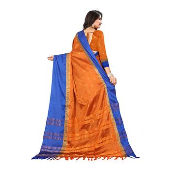Orange Woven  Cotton Silk Saree With Blouse 7