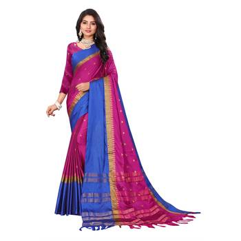 Pink Woven  Cotton Silk Saree With Blouse 1