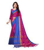 Pink Woven  Cotton Silk Saree With Blouse