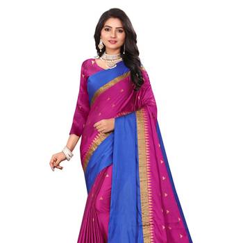 Pink Woven  Cotton Silk Saree With Blouse 3