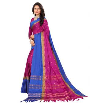Pink Woven  Cotton Silk Saree With Blouse 4