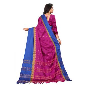Pink Woven  Cotton Silk Saree With Blouse 5