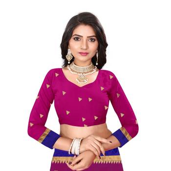 Pink Woven  Cotton Silk Saree With Blouse 7