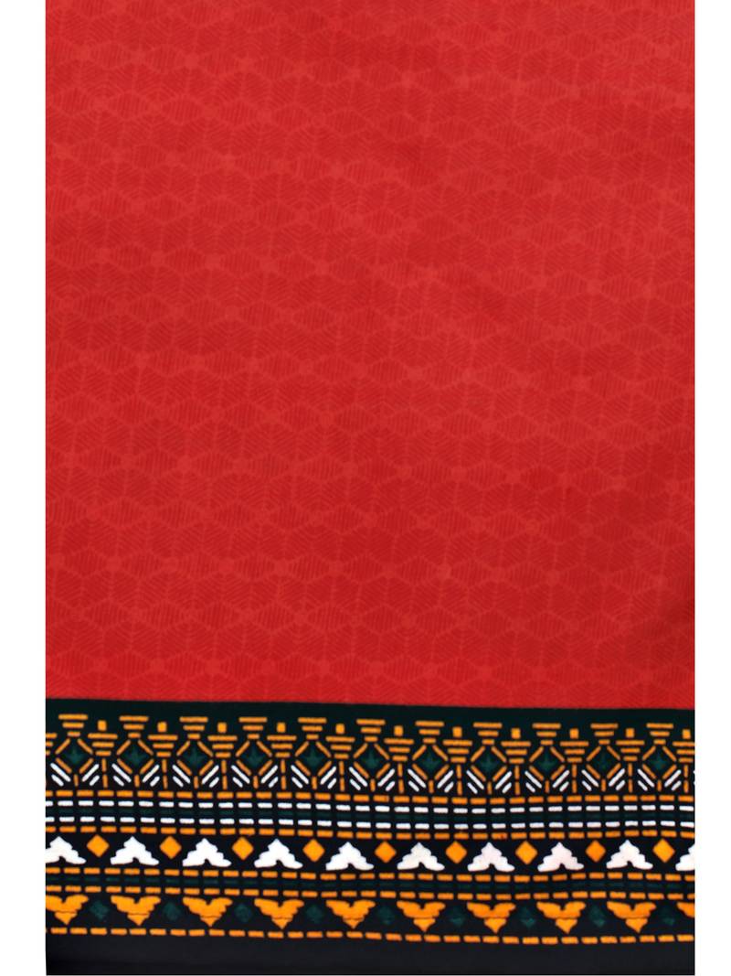 red cotton unstitched cotton salwar kameez