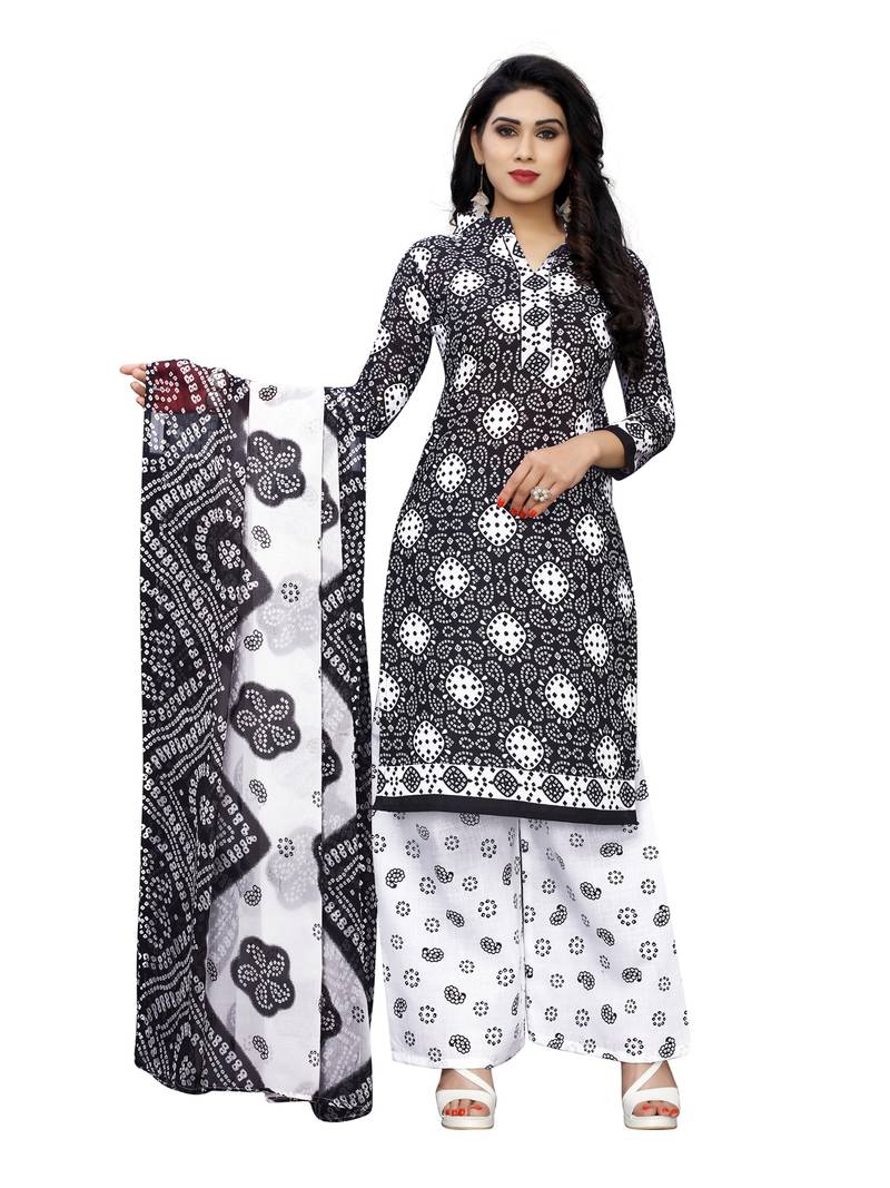 black cotton unstitched cotton salwar kameez